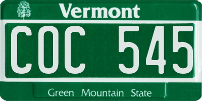 VT license plate COC545