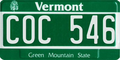 VT license plate COC546