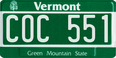 VT license plate COC551