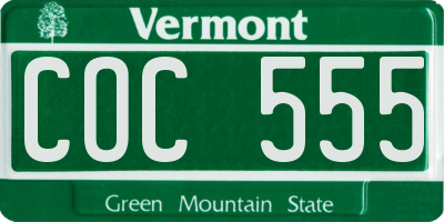 VT license plate COC555