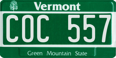 VT license plate COC557