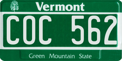 VT license plate COC562