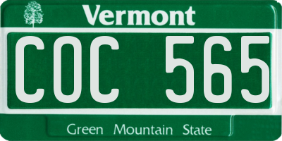 VT license plate COC565