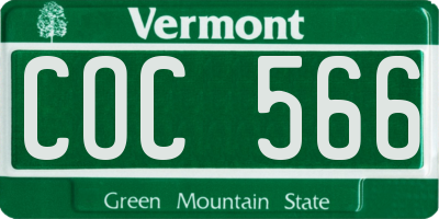 VT license plate COC566