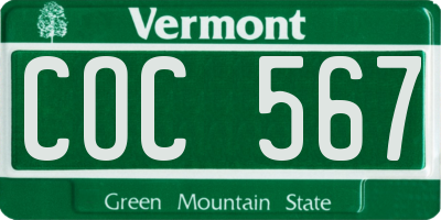 VT license plate COC567