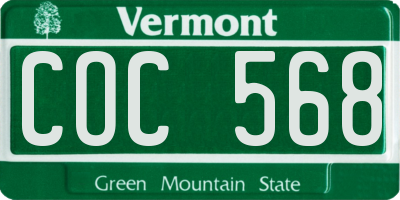 VT license plate COC568
