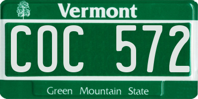 VT license plate COC572
