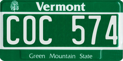 VT license plate COC574