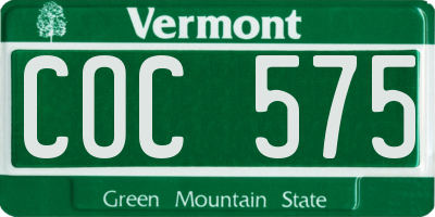 VT license plate COC575