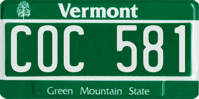 VT license plate COC581
