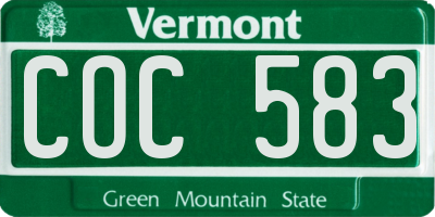 VT license plate COC583