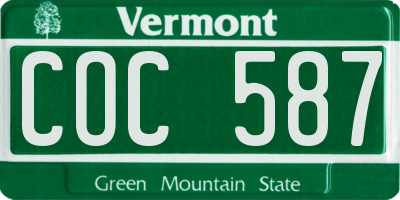 VT license plate COC587