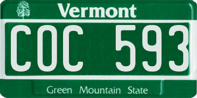 VT license plate COC593