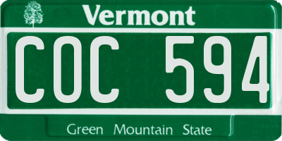 VT license plate COC594