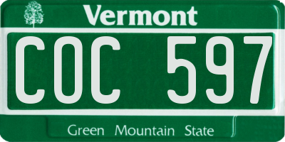 VT license plate COC597