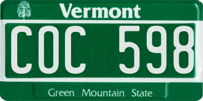 VT license plate COC598