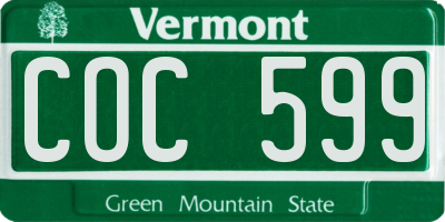 VT license plate COC599