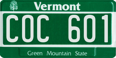 VT license plate COC601