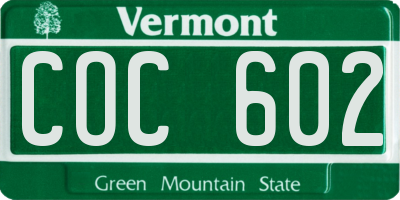 VT license plate COC602