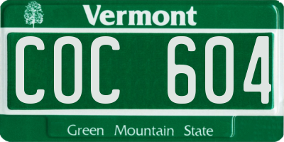 VT license plate COC604