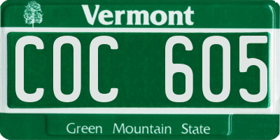 VT license plate COC605