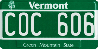 VT license plate COC606