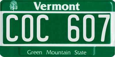 VT license plate COC607