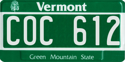 VT license plate COC612