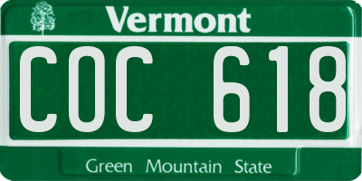 VT license plate COC618