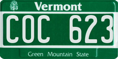 VT license plate COC623
