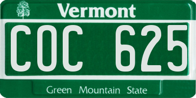 VT license plate COC625
