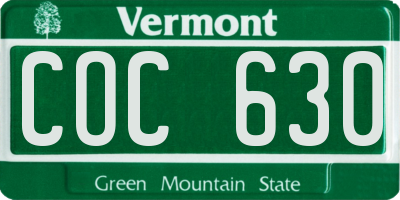 VT license plate COC630