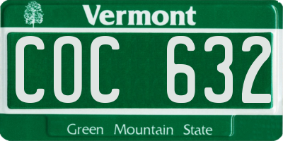 VT license plate COC632