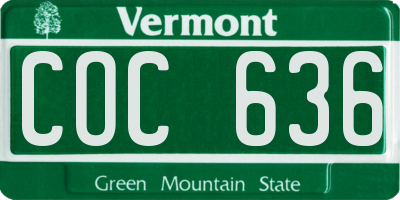 VT license plate COC636