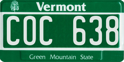 VT license plate COC638
