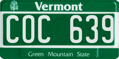 VT license plate COC639
