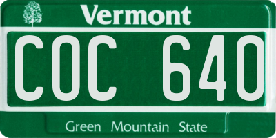 VT license plate COC640