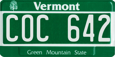 VT license plate COC642