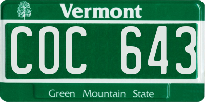 VT license plate COC643