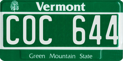 VT license plate COC644