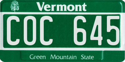 VT license plate COC645