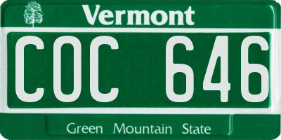 VT license plate COC646
