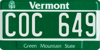 VT license plate COC649