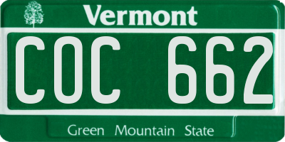 VT license plate COC662