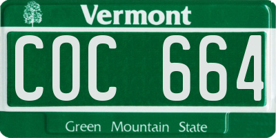 VT license plate COC664