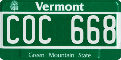 VT license plate COC668