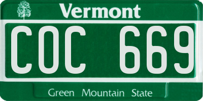 VT license plate COC669