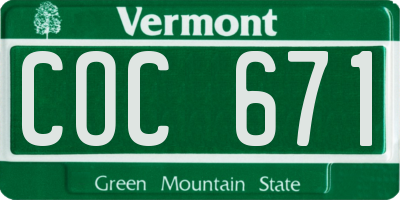 VT license plate COC671