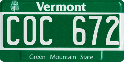 VT license plate COC672