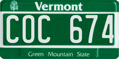 VT license plate COC674